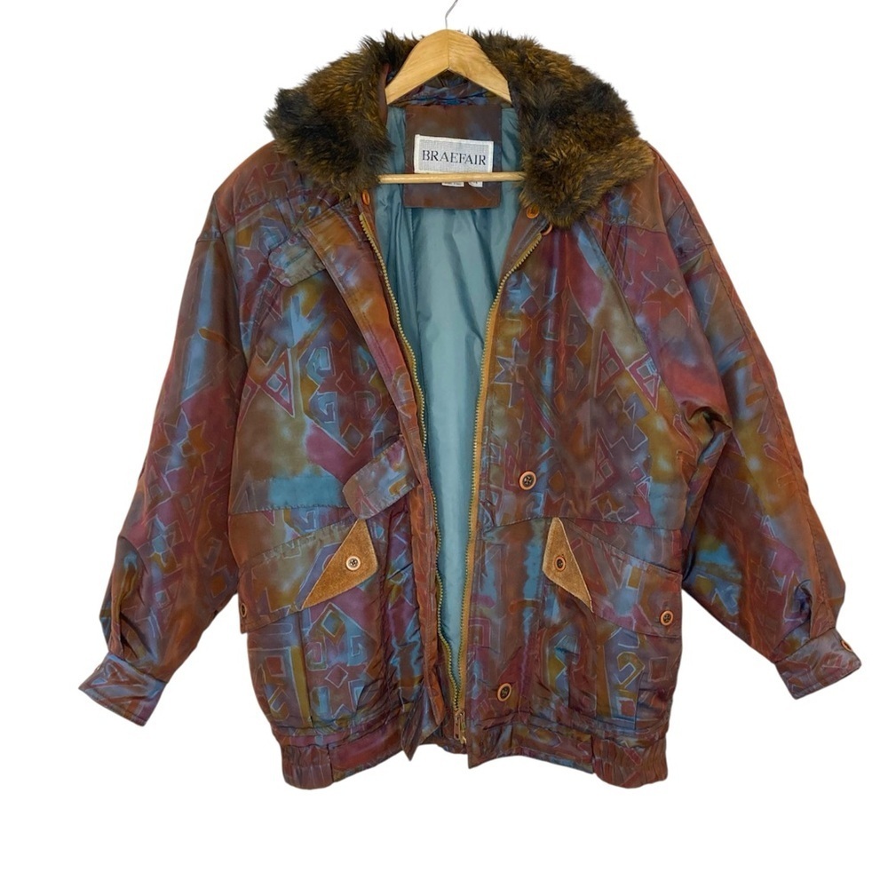 BRAEFAIR earth tone parka w/ leather accents